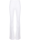 Adam Lippes Eva Flare Slit Bonded Neoprene Pant In White