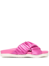 3.1 Phillip Lim / フィリップ リム Crisscross Ruched Satin Pool Sandals In Carnation