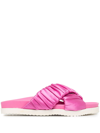 3.1 Phillip Lim Crisscross Ruched Satin Pool Sandals In Red