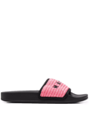 Marni Pink Raffia Logo Slides In Pink
