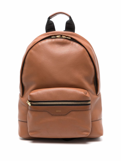 Amiri Pebbled-effect Zip-around Backpack In Braun