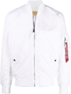 Alpha Industries Zipped Bomber Jacket In Weiss