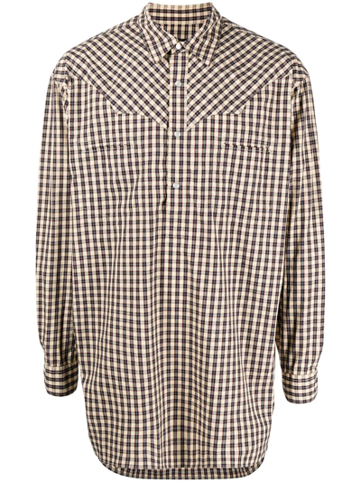 Undercoverism Checked Long-sleeved Shirt In Blau