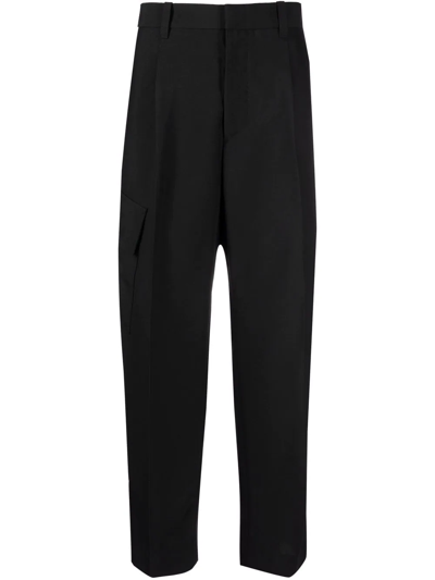 Oamc Straight-leg Cotton Trousers In Black