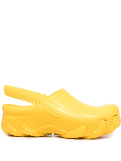 Gcds Embossed-logo Slingback Clogs In Yellow