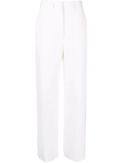 Casablanca High-waisted Wide-leg Trousers In White