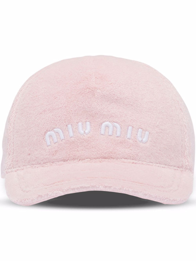 Miu Miu Embroidered-logo Baseball Cap In Pink
