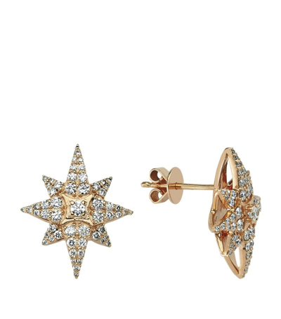 Bee Goddess Rose Gold And Diamond Venus Star Earrings In Multi