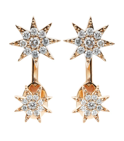 Bee Goddess Rose Gold And Diamond Star Drop Earrings