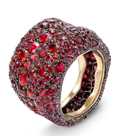 Fabergé Yellow Gold And Ruby Emotion Ring In Red