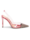 Alexandre Vauthier Women's Crystal-embellished Pvc & Suede Slingback Pumps In Fuschia