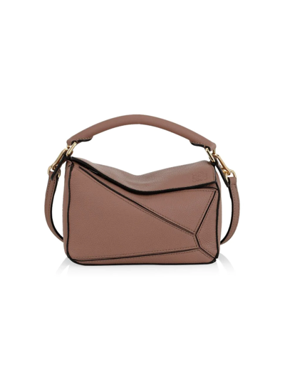 Loewe Puzzle Mini Leather Shoulder Bag In Dark Blush