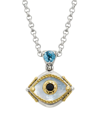 Konstantino Birthstone 18k Gold, Sterling Silver & Multi-stone March Evil Eye Pendant