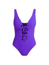 Karla Colletto Swim Lucy Lace-up One-piece Swimsuit In Violet