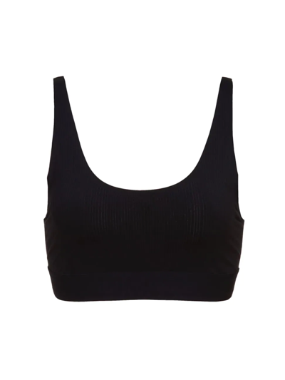 Wolford Beauty Cotton Scoop Neck Bralette In Jet Black