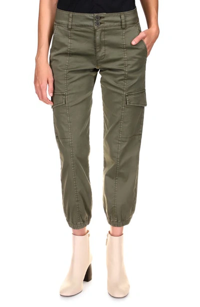 Sanctuary Rebel Crop Stretch Cotton Trousers In Hiker Green