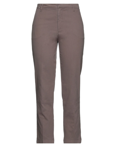 Alysi Woman Pants Brown Size 32 Cotton