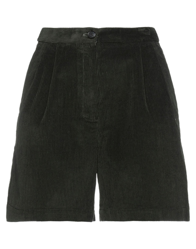 Semicouture Woman Shorts & Bermuda Shorts Dark Green Size 6 Cotton