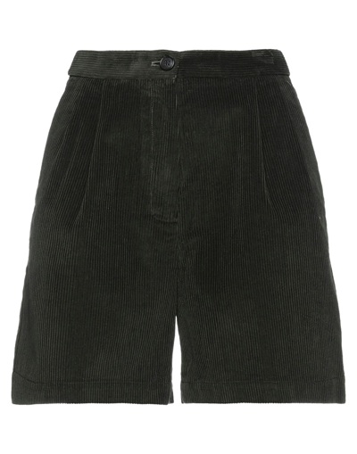 Semicouture Woman Shorts & Bermuda Shorts Dark Green Size 6 Cotton In Green