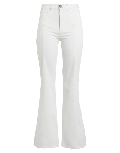 See By Chloé Woman Pants Ivory Size 28 Cotton, Elastane In White
