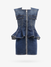 Givenchy Square-neck Peplum Denim Mini Dress In Blue