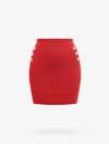 Balmain Short Knit Skirt With Double-buttoned Fastening In Red