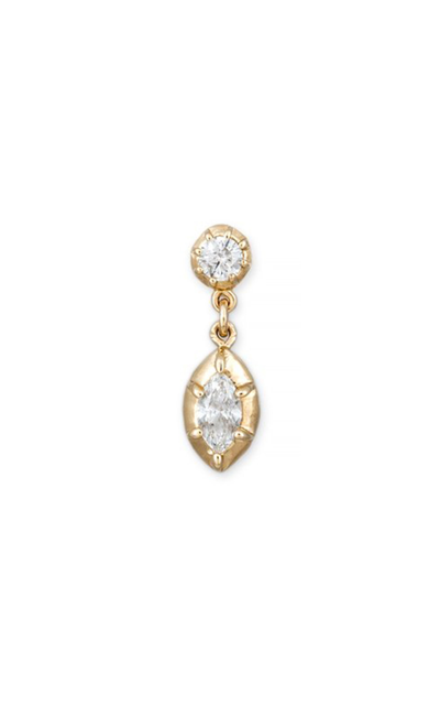 Jacquie Aiche 14k Gold Sophia Drop Single Stud Earring With Round And Marquise Diamonds