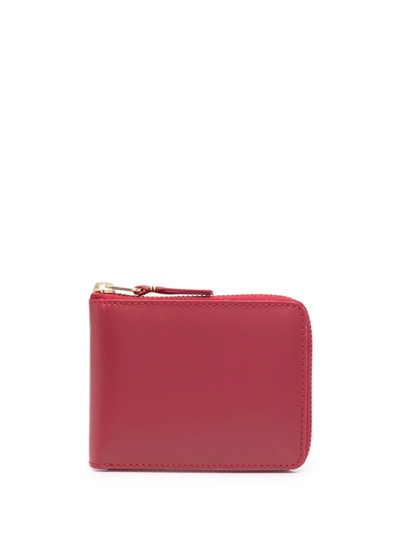 Comme Des Garçons Bi-fold Zipped Leather Wallet In Rot