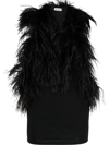 Attico Feathered Mini Dress In Schwarz