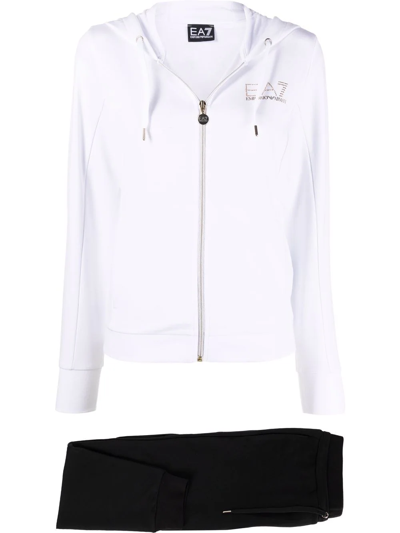Ea7 Studded-logo Zip-up Tracksuit In Weiss