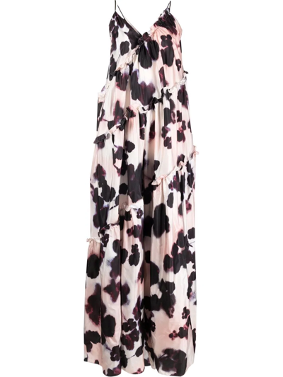 Del Core Abstract-print Silk Jumpsuit In Pink
