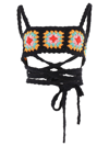 Alanui Take It Easy Crocheted Cotton-blend Bralette In Nero E Multicolore