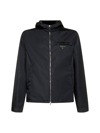 Prada Technical Cotton Blouson Jacket In Nero