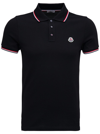 Moncler Maglia Basic Flag Regular Fit Polo Shirt In Nero