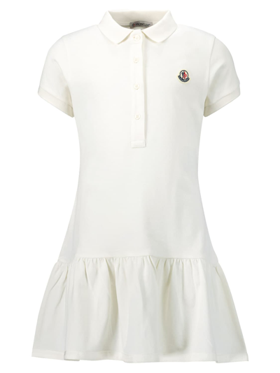 Moncler Kids Ivory Piqué Stretch-cotton Dress (8-10 Years) In White