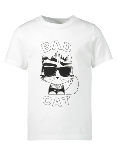 Karl Lagerfeld Teen Boys White Cotton T-shirt