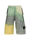 Stone Island Kids Yellow & Green Airbrush Shorts In Multicoloured