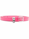 Alexander Mcqueen Skull Leather Double Belt In Fuchsia
