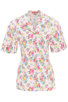 Sportmax Flower Cotton Poplin Shirt In Pink,fuchsia,yellow