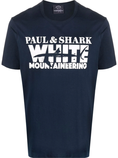 Paul & Shark Cotton T-shirt With White Mountaineering Print In Blau
