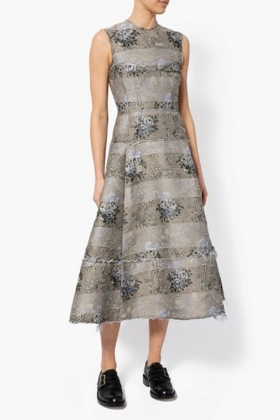 Erdem Kelsie Metallic Floral-jacquard Midi Dress In Ecru