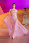 GEORGES HOBEIKA DRAPED STRETCH TULLE GOWN