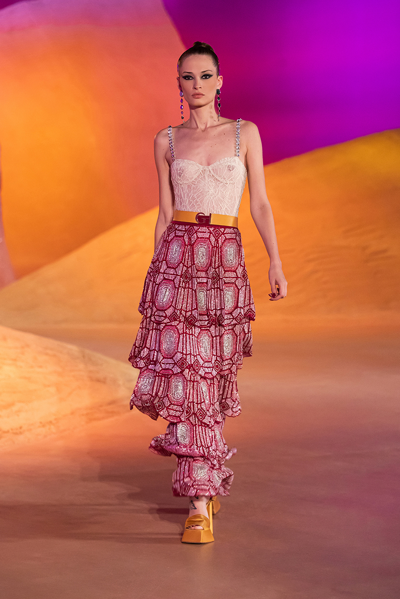Georges Hobeika Lace And Layered Skirt