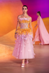 GEORGES HOBEIKA STRAPLESS EMBELLISHED FEATHER GOWN