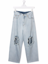 Mm6 Maison Margiela Ripped Straight-leg Jeans In Blue