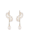 MATEO 14KT YELLOW GOLD PEARL AND DIAMOND CURVE FORM DROP EARRINGS