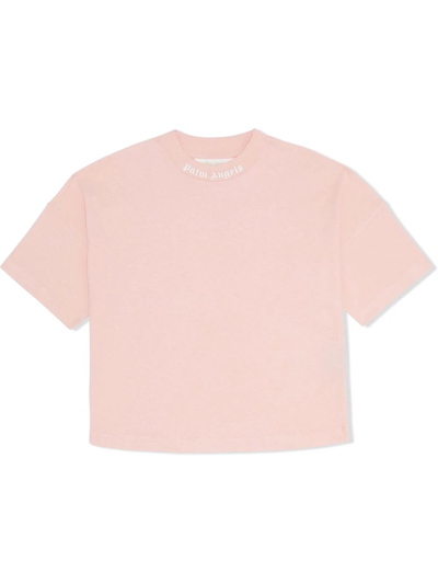 Palm Angels Kids' Logo-print Cotton T-shirt In Pink