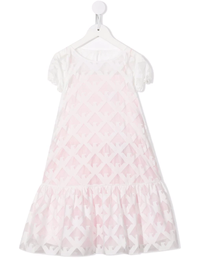 Emporio Armani Kids' All-over Monogram-pattern Dress In Pink