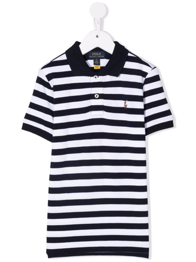 Ralph Lauren Kids' Striped Short-sleeved Polo Shirt In Black