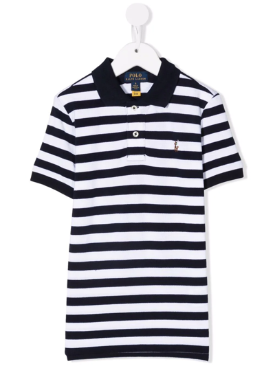 Polo Ralph Lauren Kids' Striped Short-sleeved Polo Shirt In Black